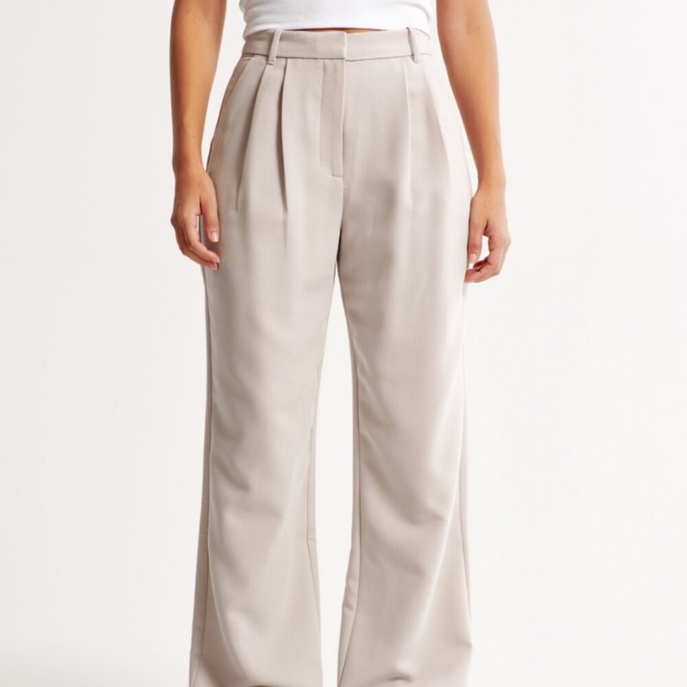 Abercrombie Curve Love Sloane Pants - light taupe size 10/30 long